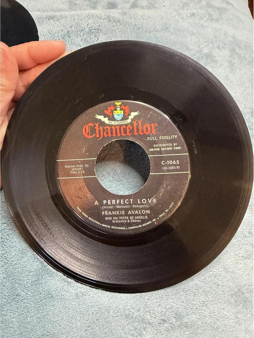 Frankie Avalon The Puppet Song / A Perfect Love 45 RPM Chancellor Records C-1065
